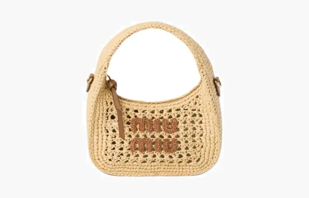Сумки Miu Miu Wander woven fabric hobo bag «Beige/Cognac» 