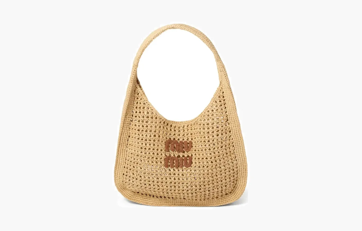 Miu Miu Woven Fabric Hobo Shoulder Bag «Beige Cognac»