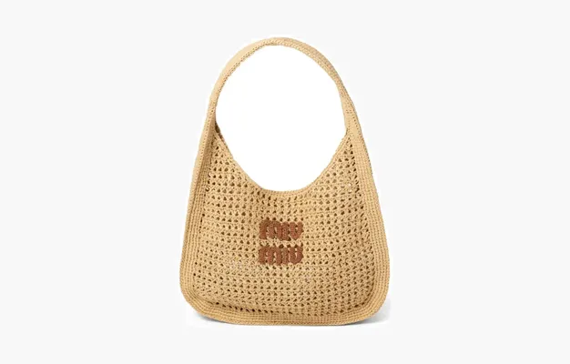 Сумки Miu Miu Woven Fabric Hobo Shoulder Bag «Beige Cognac» 