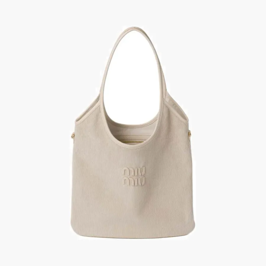 Miu Miu Ivy Corduroy Shopping Bag «Chalk»