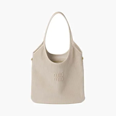 Сумки Miu Miu Ivy Corduroy Shopping Bag «Chalk» 