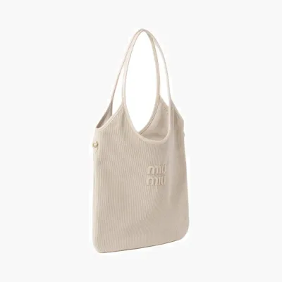 Сумки Miu Miu Ivy Corduroy Shopping Bag «Chalk» 