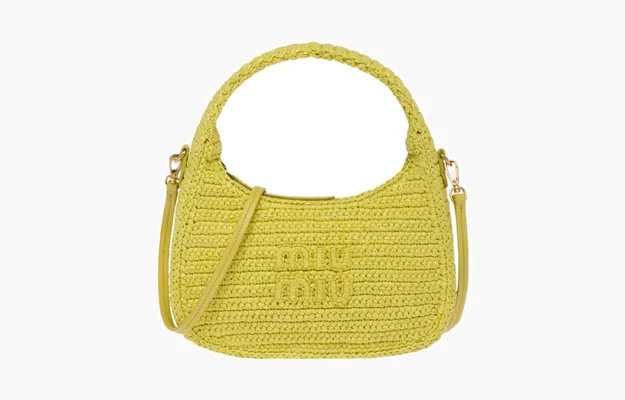 Сумки Miu Miu Wander Crochet Hobo Bag «Citron Yellow» 