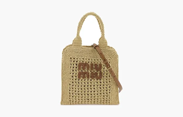 Сумки Miu Miu Raffia Tote Bag «Beige» 