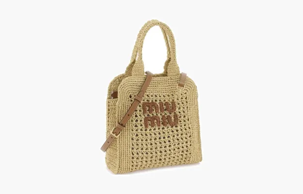 Сумки Miu Miu Raffia Tote Bag «Beige» 