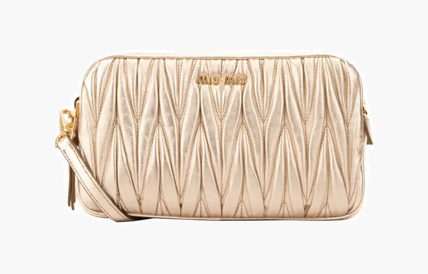 Miu Miu Matelassé Logo Shoulder Bag «Gold»