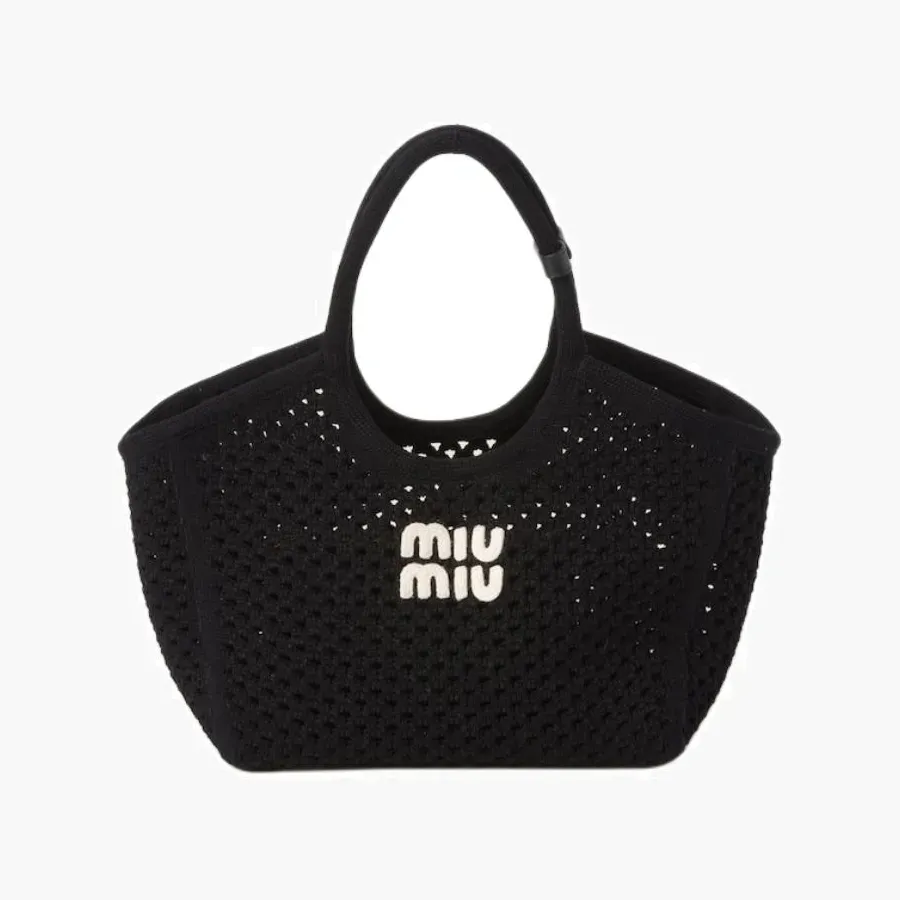 Miu Miu Ivy Mesh Cotton Bag «Black/Chalk»