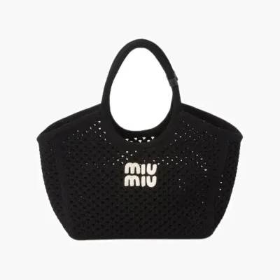 Сумки Miu Miu Ivy Mesh Cotton Bag «Black/Chalk» 