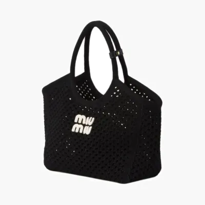 Сумки Miu Miu Ivy Mesh Cotton Bag «Black/Chalk» 