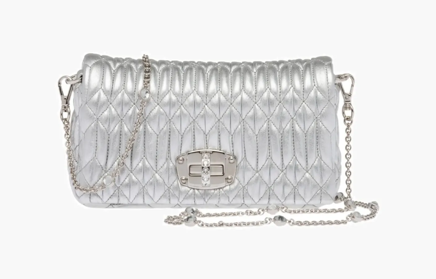 Miu Miu Nappa Leather And Crystal Mini-bag «Silver»