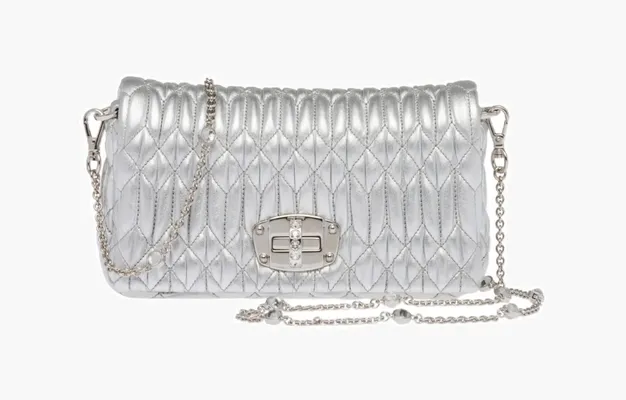 Сумки Miu Miu Nappa Leather And Crystal Mini-bag «Silver» 