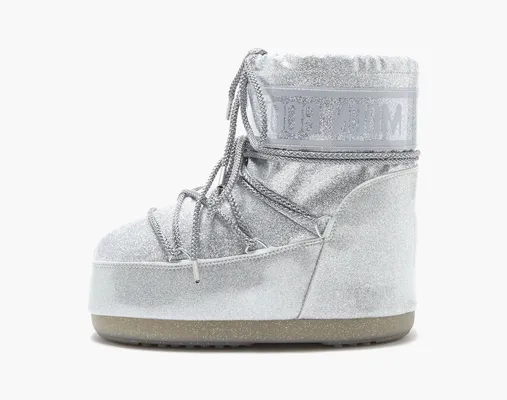 Обувь Moon Boot Icon Low «Silver Glitter» серебряный