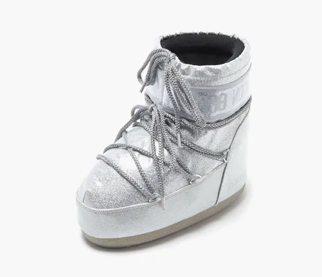 Обувь Moon Boot Icon Low «Silver Glitter» серебряный