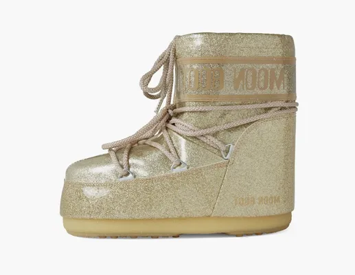 Обувь Moon Boot Icon Low «Glitter Gold» золотой