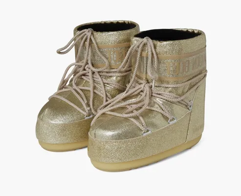 Обувь Moon Boot Icon Low «Glitter Gold» золотой