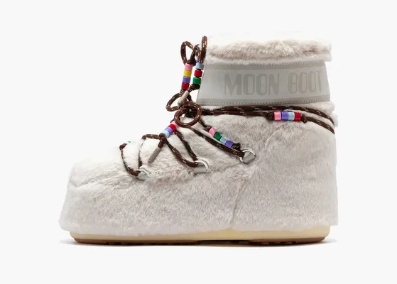 Обувь Moon Boot Icon Low «Cream Faux-Fur Beads» кремовый