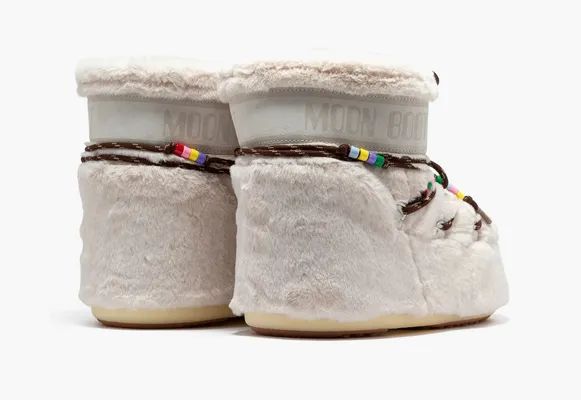 Обувь Moon Boot Icon Low «Cream Faux-Fur Beads» кремовый