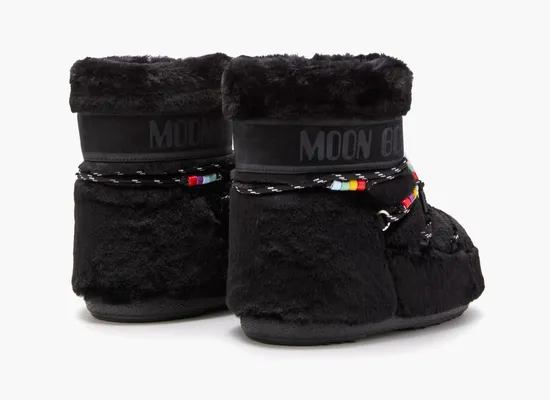 Обувь Moon Boot Icon Low «Black Faux-Fur Beads» черный