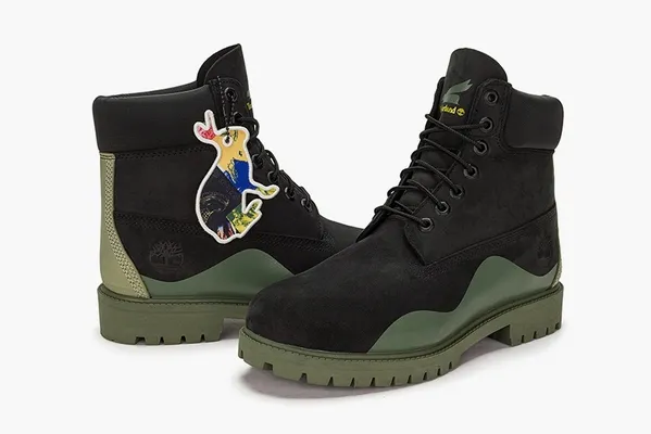 Обувь Timberland Heritage 6 Inch Waterproof Boot «Black Nubuck with Green» черный