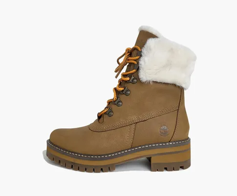 Обувь Timberland Courmayeur Valley 6 Inch Waterproof Faux-Fur Boots WMNS «Brown» коричневый
