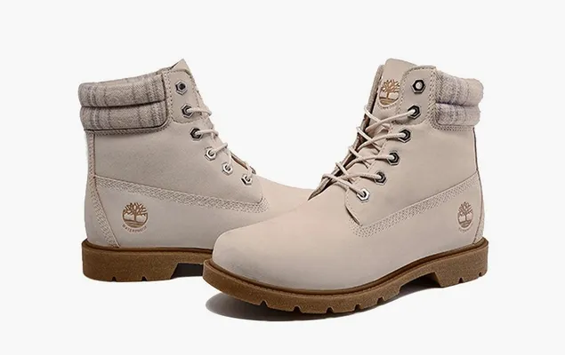 Обувь Timberland Lindon Woods 6 Inch Waterproof Boot WMNS «Beige Nubuck and Printed Collar» бежевый