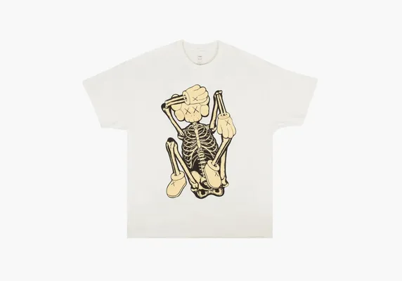 Одежда Kaws Skeleton New Fiction Bone T-Shirt «White» белый