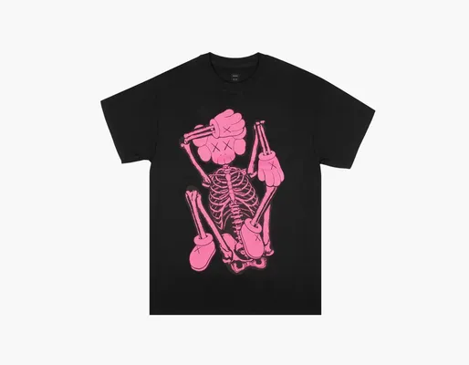 Одежда Kaws Skeleton New Fiction Bone T-Shirt «Black» черный