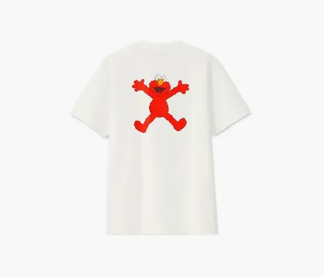 Одежда Kaws x Sesame Street x UNIQLO Logo Trendy Clothing Featured Tops T-Shirt «White» белый