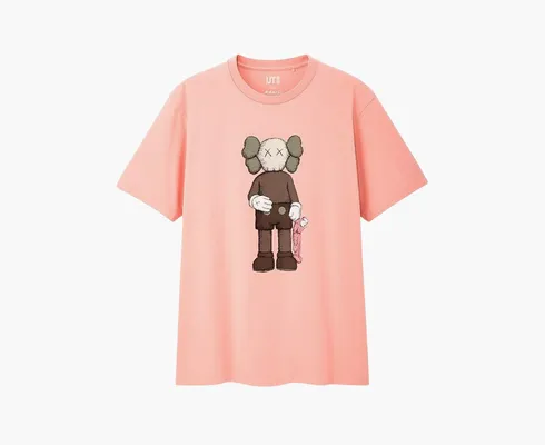 Одежда Kaws x Uniqlo Companion Tee T-Shirt «Pink» розовый