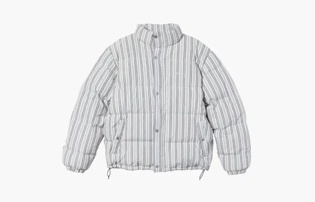 Одежда Stussy Stripe Down Puffer Jacket «Bone» белый