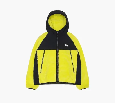 Одежда Stussy Sherpa Paneled Hooded Jacket «Lime» желтый