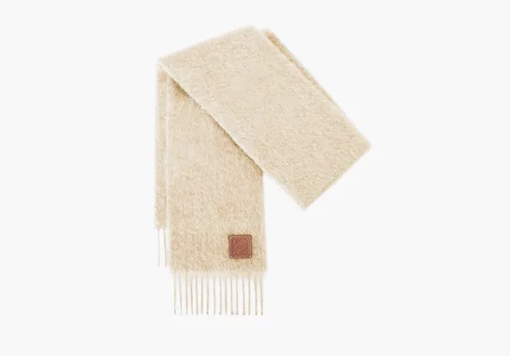 Аксессуары Loewe Scarf In Mohair And Wool «White» бежевый