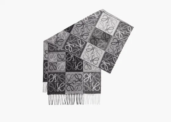 Аксессуары Loewe Scarf In Wool and Cashmere «Black/White» серый