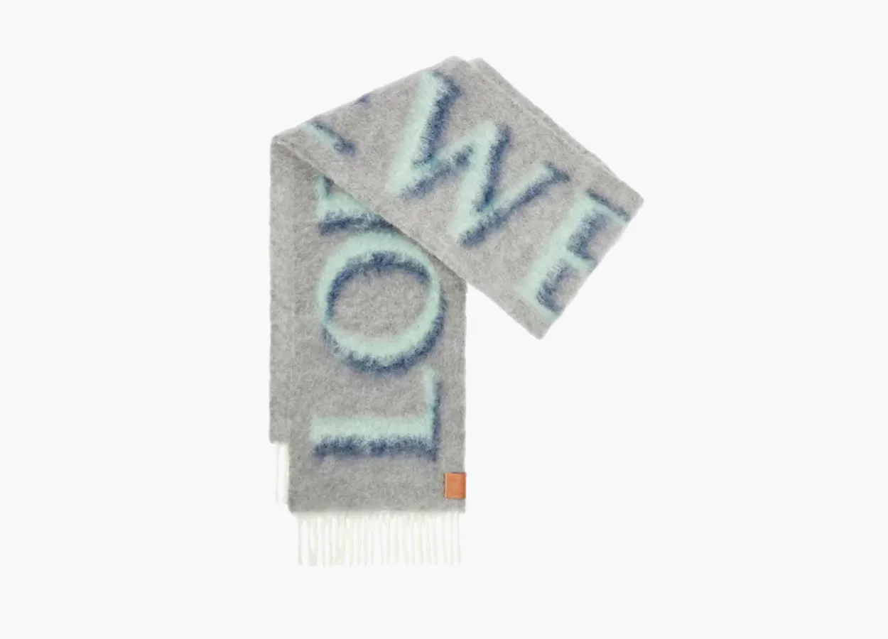 Loewe Scarf In Wool and Mohair «Grey/Blue»