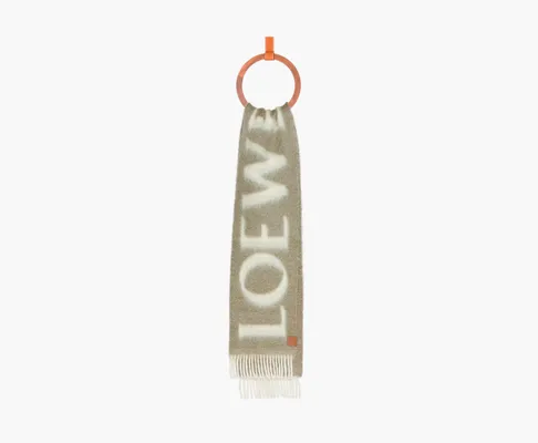 Аксессуары Loewe Scarf In Wool and Mohair «Khaki Green/White» зеленый