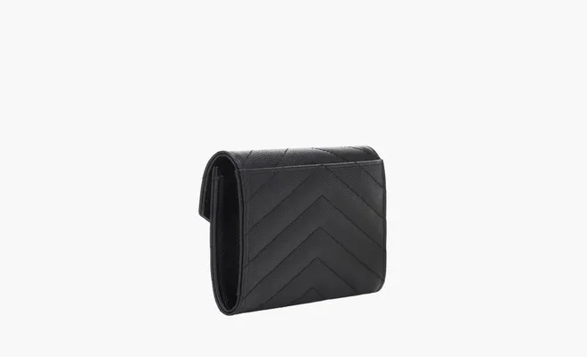 Аксессуары Saint Laurent Cassandre Grain De Poudre Envelope Wallet «Small Noir» черный