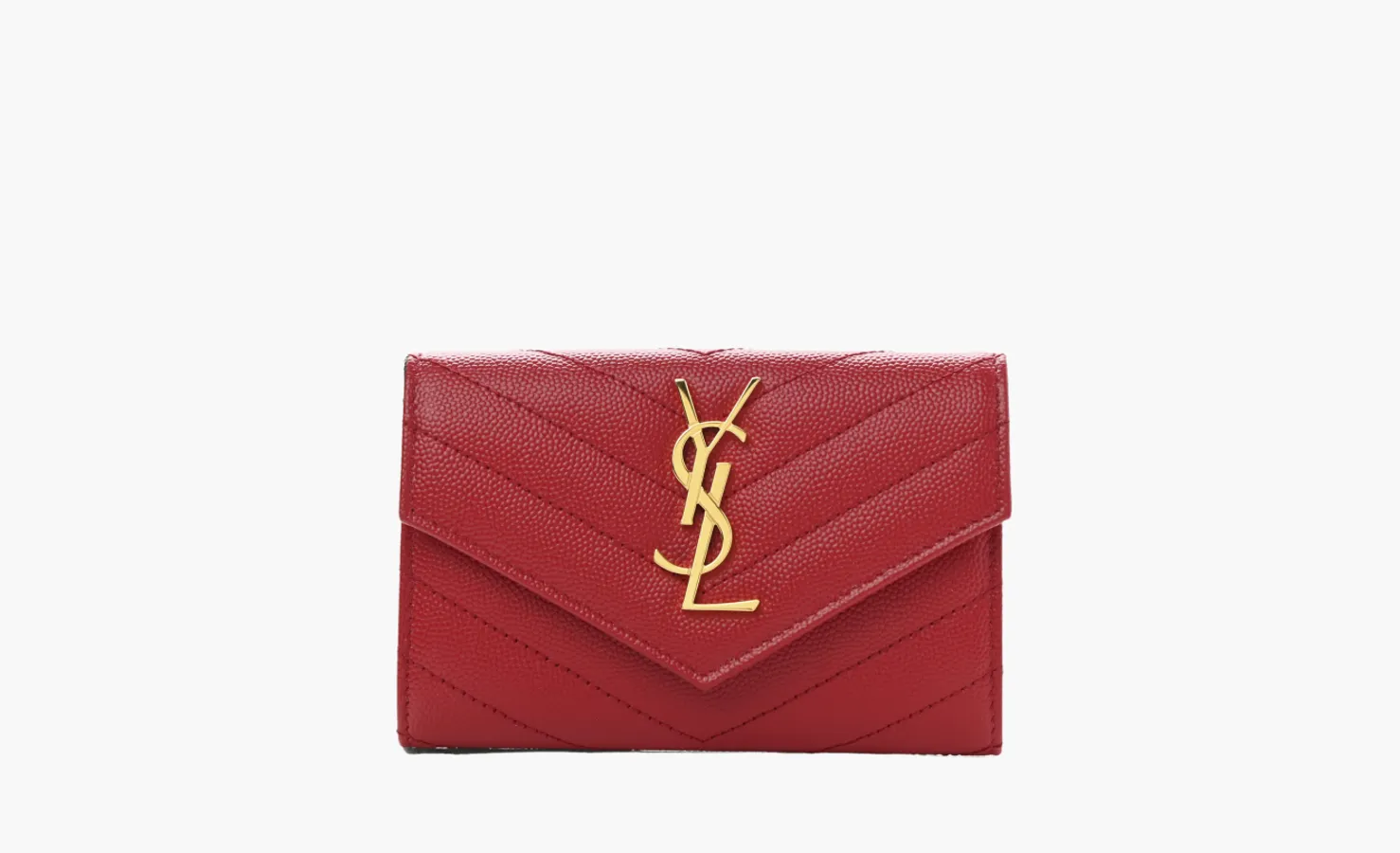 Saint Laurent Cassandre Grain De Poudre Envelope Wallet «Small Rouge Opyum»