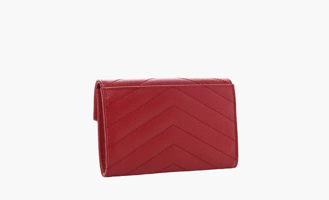 Аксессуары Saint Laurent Cassandre Grain De Poudre Envelope Wallet «Small Rouge Opyum» красный