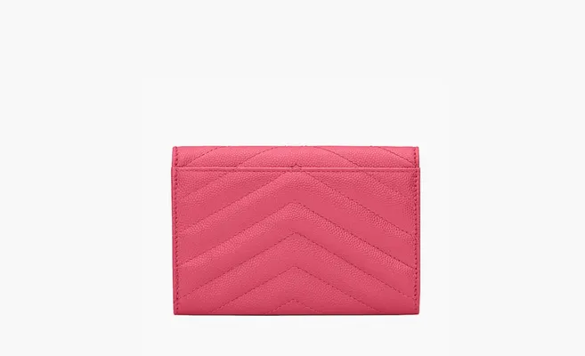 Аксессуары Saint Laurent Cassandre Grain De Poudre Envelope Wallet «Small Fuchsia» розовый