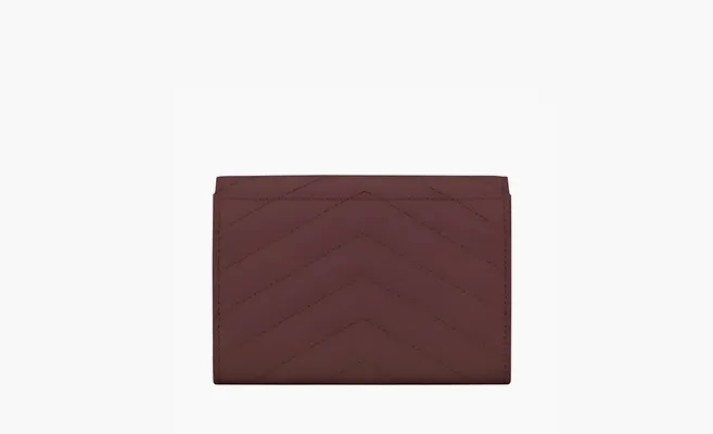 Аксессуары Saint Laurent Cassandre Grain De Poudre Envelope Wallet «Small Rouge Legion» коричневый
