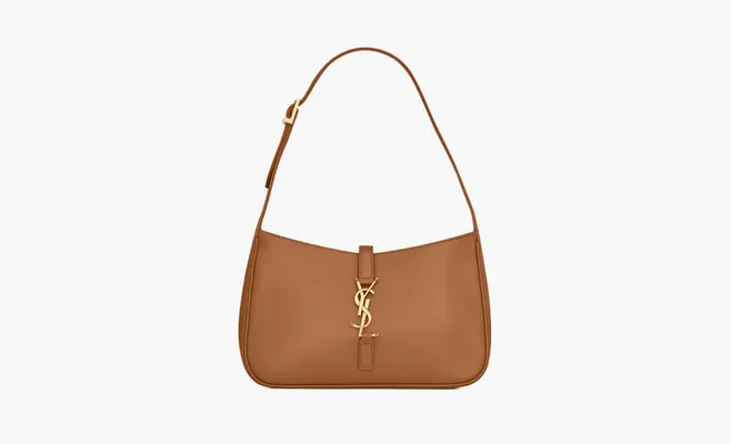 Сумки Saint Laurent Bronze Monogram Le 5 A 7 Hobo Bag in Smooth Leather «Dune» коричневый