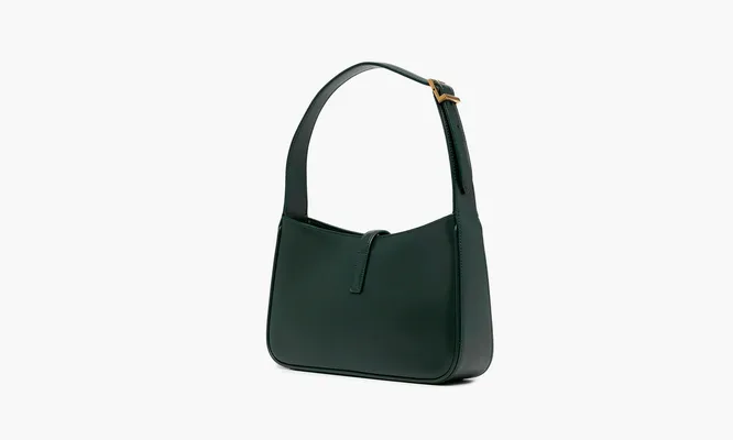 Сумки Saint Laurent Bronze Monogram Le 5 A 7 Hobo Bag in Smooth Leather «Vert Fonce» зеленый