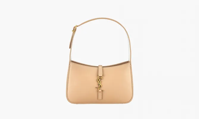 Сумки Saint Laurent Le 5 A 7 Hobo Bag in Smooth Leather «Blossom Pink» бежевый