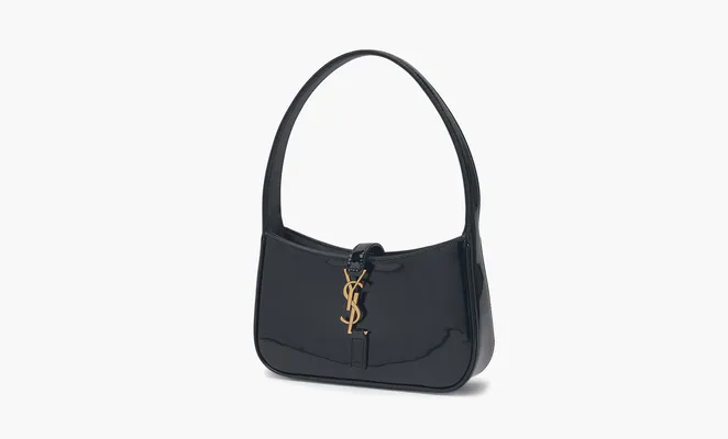 Сумки Saint Laurent Le 5 A 7 Mini Hobo in Patent Leather «Black» черный