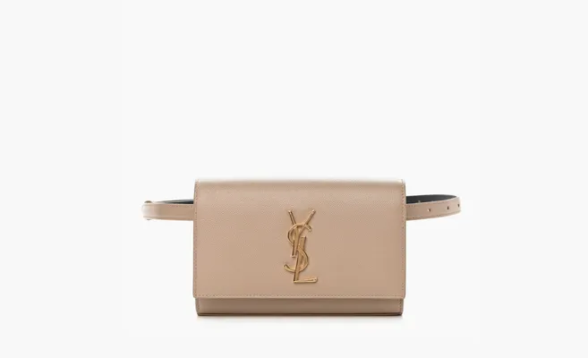Сумки Saint Laurent Kate Belt Bag «Grain De Poudre Dark Beige» бежевый