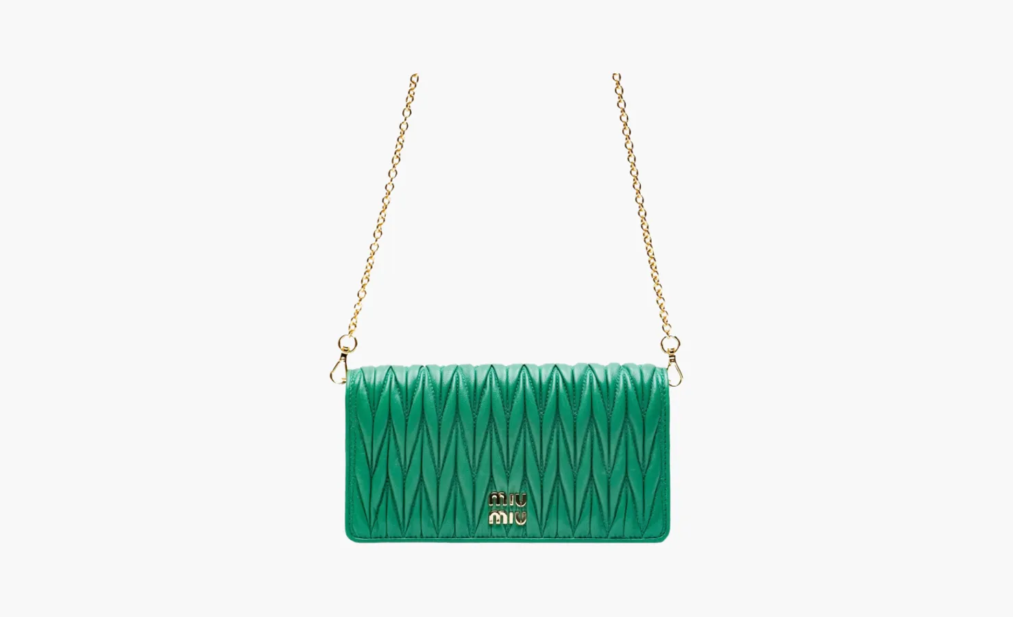 MIU MIU Matelassé Leather Chain Wallet Shoulder Bag «Mango Green»