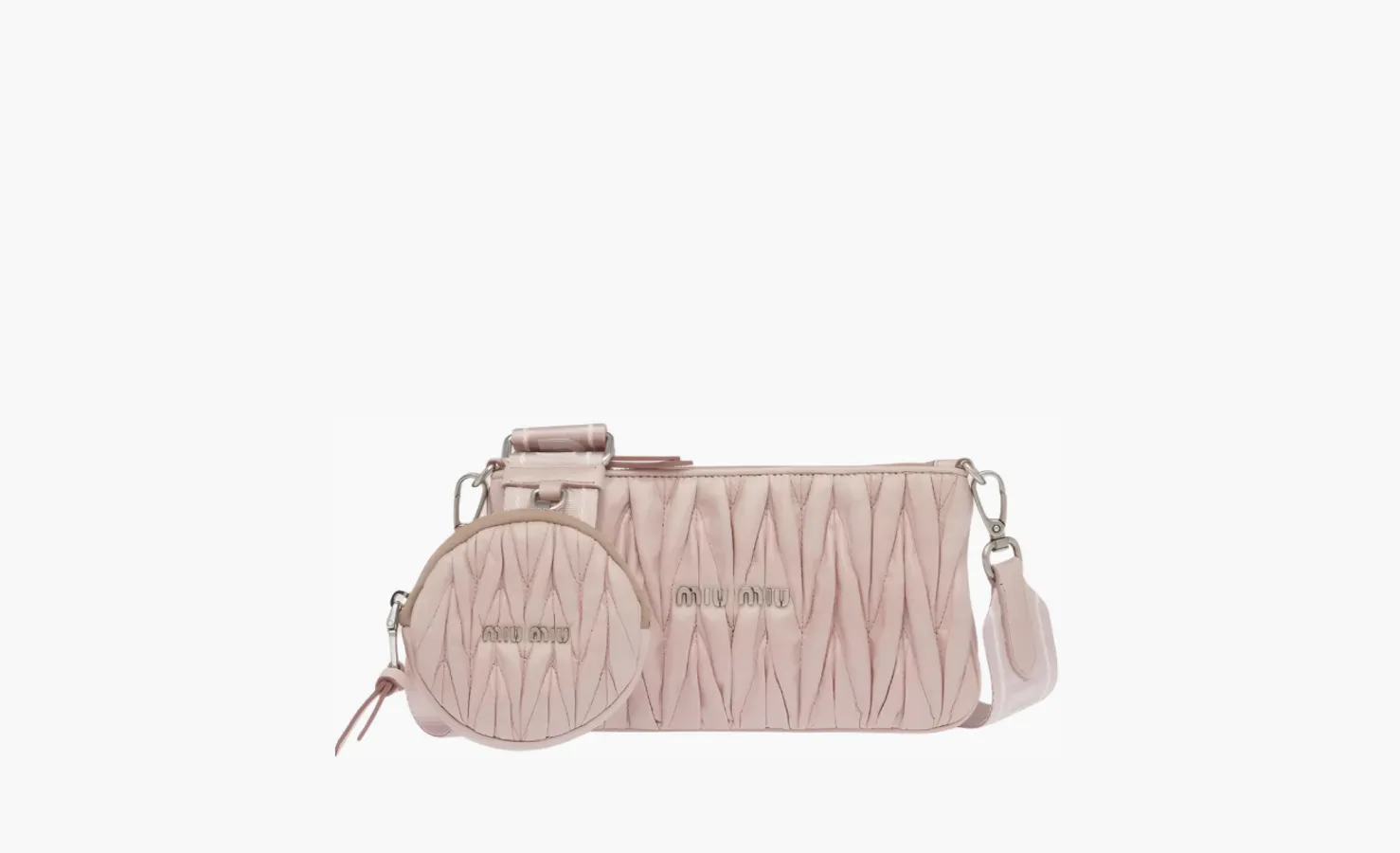 Miu Miu Dusty Pink Matelassé Multi-Pochette Crossbody «Rose Red»