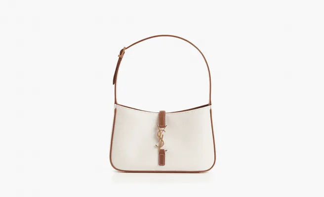 Сумки Saint Laurent Le 5 À 7 Canvas Shoulder Bag «Grey/Brick» бежевый