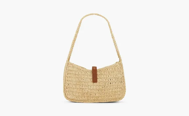 Сумки Saint Laurent Le 5 A 7 Mini Hobo Bag in Raffia «Natural/Brick» бежевый