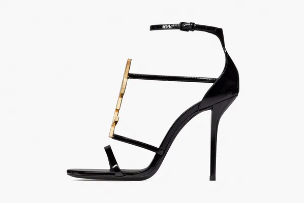 Обувь Saint Laurent Cassandra Sandals In Patent Leather «Noir» черный